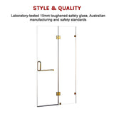 120 x 200cm Wall to Wall Frameless Shower Screen 10mm Glass By Della Francesca - Close-Up Angle