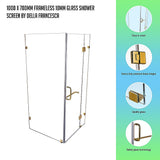 1000 x 700mm Frameless 10mm Glass Shower Screen By Della Francesca - Front View