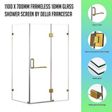 1100 x 700mm Frameless 10mm Glass Shower Screen By Della Francesca - Front View