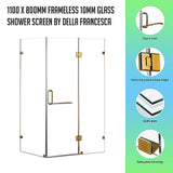 1100 x 800mm Frameless 10mm Glass Shower Screen By Della Francesca - Front View