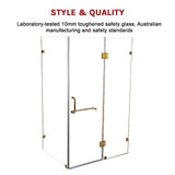 1200 x 900mm Frameless 10mm Glass Shower Screen By Della Francesca - Close-Up Angle