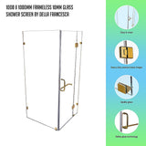 1000 x 1000mm Frameless 10mm Glass Shower Screen By Della Francesca - Front View