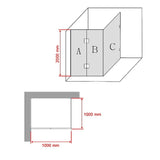 1000 x 1000mm Frameless 10mm Glass Shower Screen By Della Francesca - Close-Up Angle