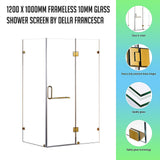 1200 x 1000mm Frameless 10mm Glass Shower Screen By Della Francesca - Front View