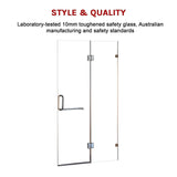 100 x 200cm Wall to Wall Frameless Shower Screen 10mm Glass By Della Francesca - Top-Down View