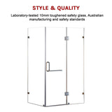 1100 x 900mm Frameless 10mm Glass Shower Screen By Della Francesca - Close-Up Angle