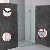 100 x 200cm Wall to Wall Frameless Shower Screen 10mm Glass By Della Francesca - Top-Down View