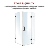 1100 x 1000mm Frameless 10mm Glass Shower Screen By Della Francesca - 45-Degree Angle