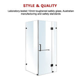 1100 x 700mm Frameless 10mm Glass Shower Screen By Della Francesca - 45-Degree Angle