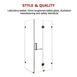 1200 x 700mm Frameless 10mm Glass Shower Screen By Della Francesca - 45-Degree Angle