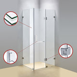 1000 x 800mm Frameless 10mm Glass Shower Screen By Della Francesca - Top-Down View