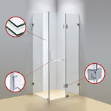 1200 x 700mm Frameless 10mm Glass Shower Screen By Della Francesca - 45-Degree Angle