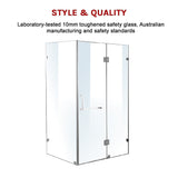1200 x 800mm Frameless 10mm Glass Shower Screen By Della Francesca - 45-Degree Angle