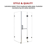 1100 x 1000mm Frameless 10mm Glass Shower Screen By Della Francesca - 45-Degree Angle
