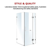 1100 x 1000mm Frameless 10mm Glass Shower Screen By Della Francesca - 45-Degree Angle