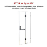 110 x 200cm Wall to Wall Frameless Shower Screen 10mm Glass By Della Francesca