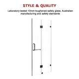 120 x 200cm Wall to Wall Frameless Shower Screen 10mm Glass By Della Francesca - 45-Degree Angle