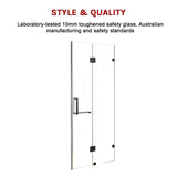 120 x 200cm Wall to Wall Frameless Shower Screen 10mm Glass By Della Francesca - 45-Degree Angle