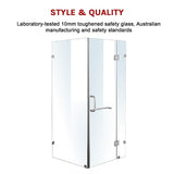 1000 x 700mm Frameless 10mm Glass Shower Screen By Della Francesca - Rear View