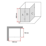 1000 x 700mm Frameless 10mm Glass Shower Screen By Della Francesca - Close-Up Angle