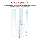 1000 x 800mm Frameless 10mm Glass Shower Screen By Della Francesca - Rear View
