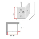 1000 x 800mm Frameless 10mm Glass Shower Screen By Della Francesca - Close-Up Angle