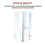 1000 x 900mm Frameless 10mm Glass Shower Screen By Della Francesca - Rear View