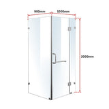 1000 x 900mm Frameless 10mm Glass Shower Screen By Della Francesca