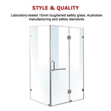 1100 x 900mm Frameless 10mm Glass Shower Screen By Della Francesca