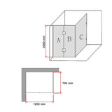 1200 x 700mm Frameless 10mm Glass Shower Screen By Della Francesca - Rear View