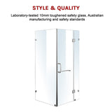 1100 x 1000mm Frameless 10mm Glass Shower Screen By Della Francesca - 45-Degree Angle