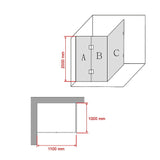 1100 x 1000mm Frameless 10mm Glass Shower Screen By Della Francesca - Rear View