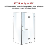 1200 x 1000mm Frameless 10mm Glass Shower Screen By Della Francesca - 45-Degree Angle