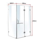 1200 x 1000mm Frameless 10mm Glass Shower Screen By Della Francesca - Rear View