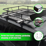 Universal Roof Rack Basket - Car Luggage Carrier Steel Cage Vehicle Cargo - Rear View