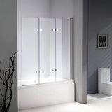 3 Fold Chrome Folding Bath Shower Screen Door Panel 1300mm x 1400mm - Front View