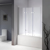 3 Fold Chrome Folding Bath Shower Screen Door Panel 1300mm x 1400mm - 45-Degree Angle