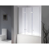 3 Fold Chrome Folding Bath Shower Screen Door Panel 1300mm x 1400mm - Side View