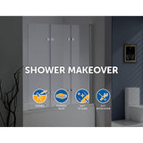 3 Fold Chrome Folding Bath Shower Screen Door Panel 1300mm x 1400mm - Top-Down View