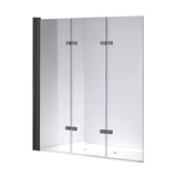 3 Fold Black Folding Bath Shower Screen Door Panel 1300mm x 1400mm