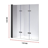3 Fold Black Folding Bath Shower Screen Door Panel 1300mm x 1400mm - Extra Image