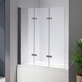 3 Fold Black Folding Bath Shower Screen Door Panel 1300mm x 1400mm