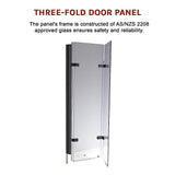 3 Fold Black Folding Bath Shower Screen Door Panel 1300mm x 1400mm - Rear View
