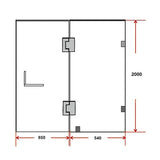 120 x 200cm Wall to Wall Frameless Shower Screen 10mm Glass By Della Francesca - 45-Degree Angle