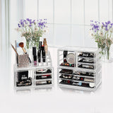 11 Drawers Clear Acrylic Tower Organiser Cosmetic jewellery Luxury Storage Cabinet - 45-Degree Angle