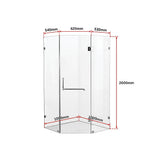 1000 x 1000mm Frameless 10mm Glass Shower Screen By Della Francesca - Rear View