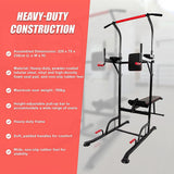 Power Tower Pull Up Weight Bench Dip Multi Station Chin Up Home Gym Equipment - Close-Up Angle