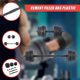 20kg Dumbbell Set Home Gym Fitness Exercise Weights Bar Plate - Low Angle