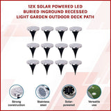 12x Solar Powered LED Buried Inground Recessed Light Garden Outdoor Deck Path - Side View