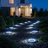 12x Solar Powered LED Buried Inground Recessed Light Garden Outdoor Deck Path - Close-Up Angle